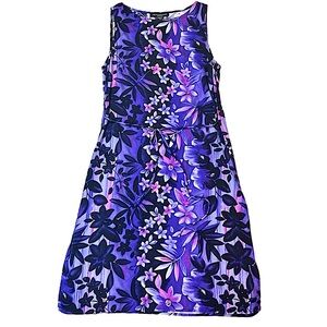 Impressions Workshop Floral Sleeveless Sheath Dress Purple Knee Length Size S